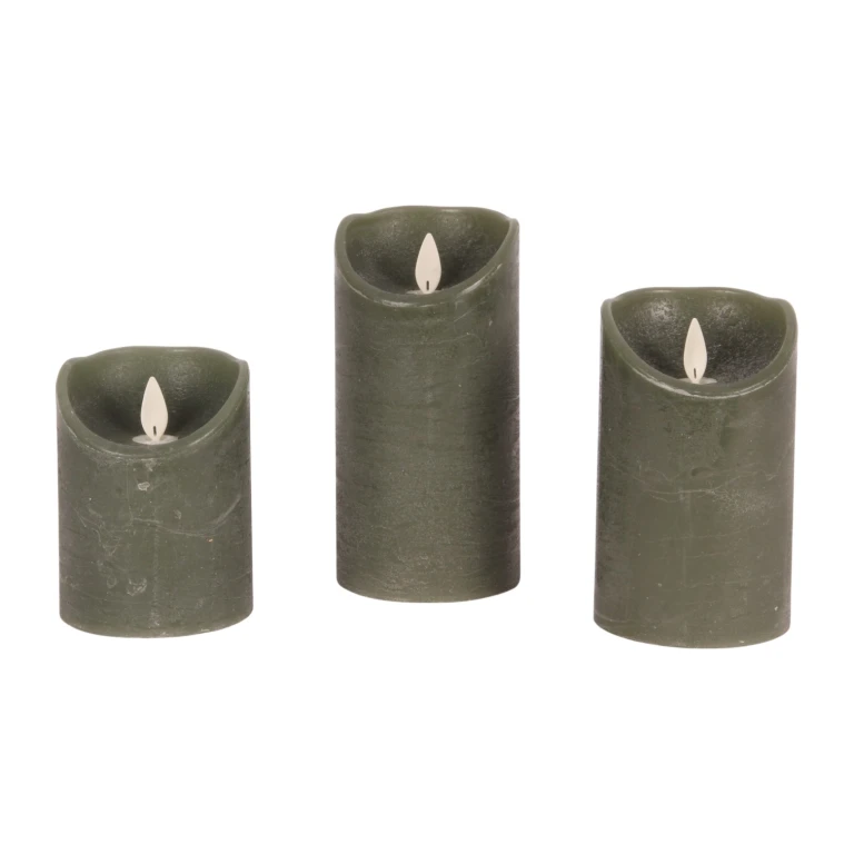 Ledkaarsen wax - groen - set van 3