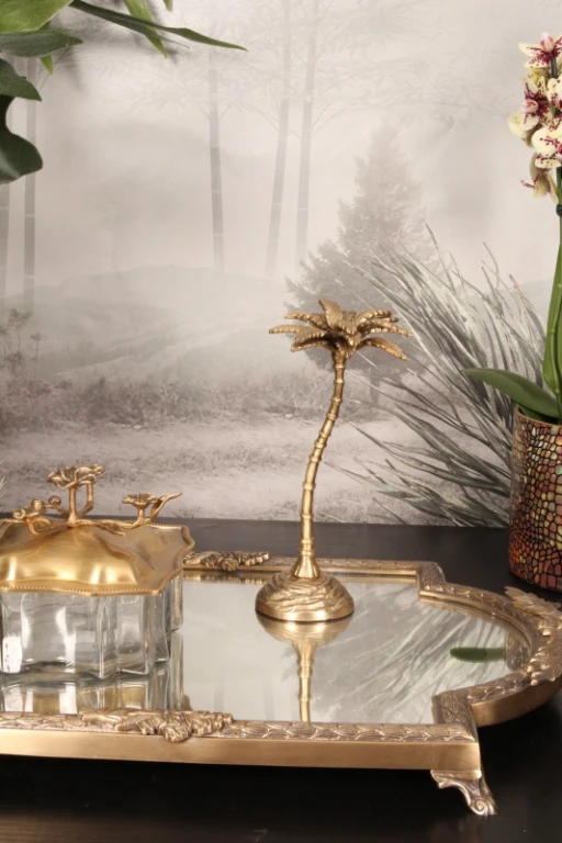 Decoratieve palmboom - goud - 23,5 cm - messing