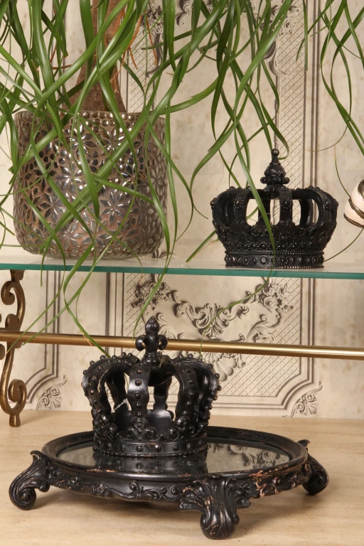 Decoratieve kroon - zwart - 13,2 cm - kunsthars
