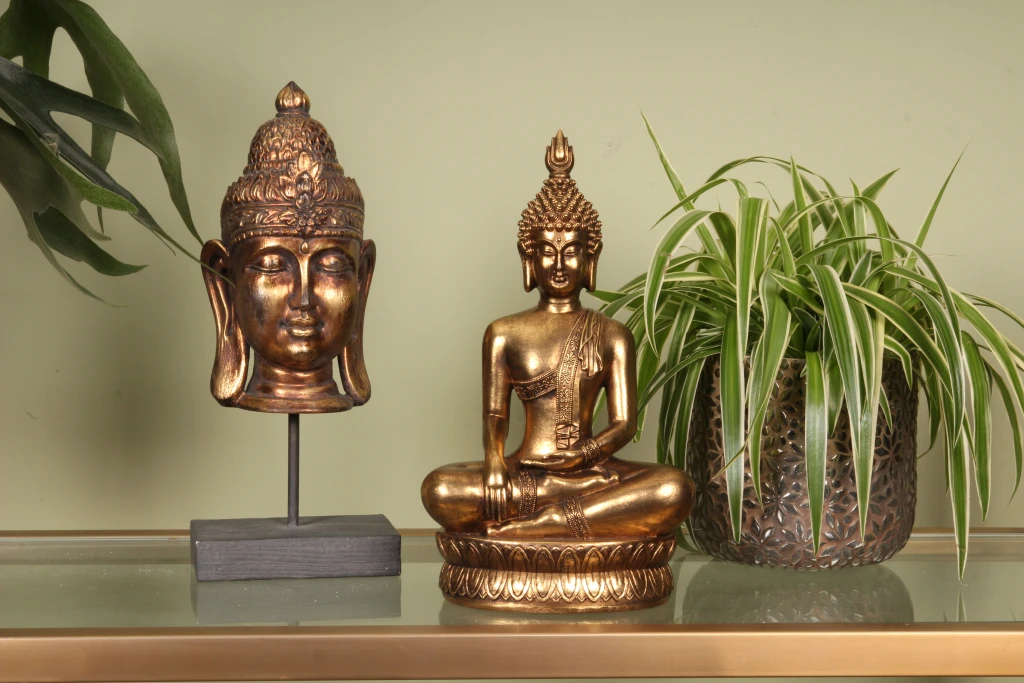 Boeddha buste - goud - 36,5 cm