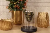 Bacchus-beeldje met glazen stolp - goud - 23 cm - kunsthars