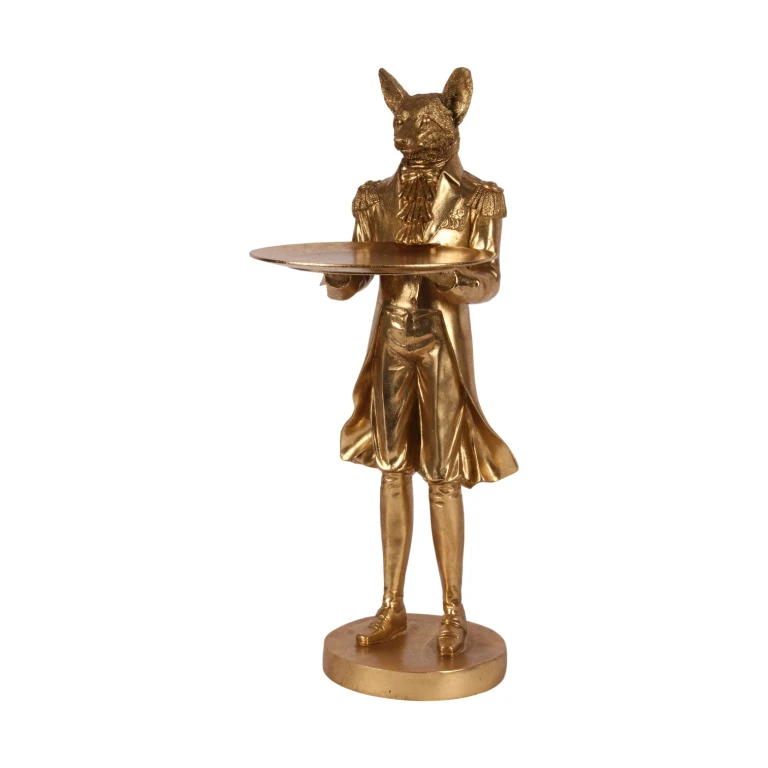 Vos met dienblad - goud - 54,5 cm