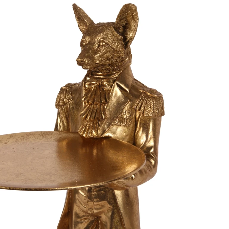Vos met dienblad - goud - 54,5 cm