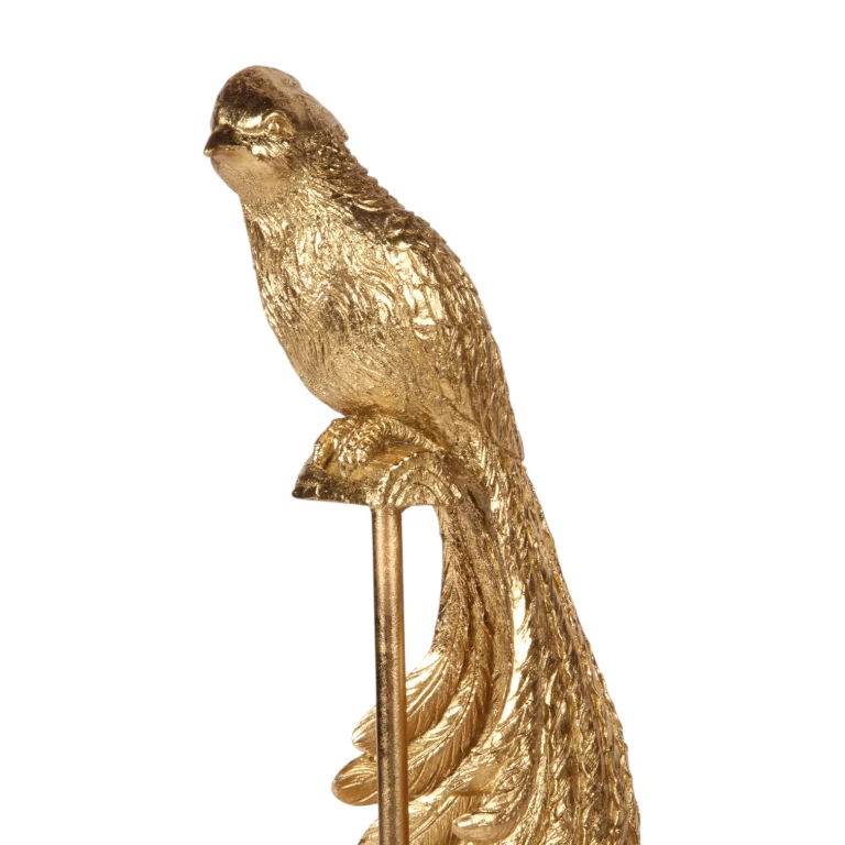 Vogelbeeld op standaard - goud - 49 cm