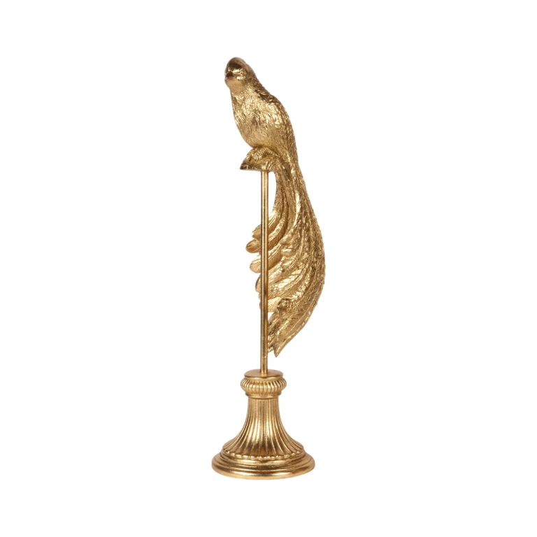 Vogelbeeld op standaard - goud - 49 cm