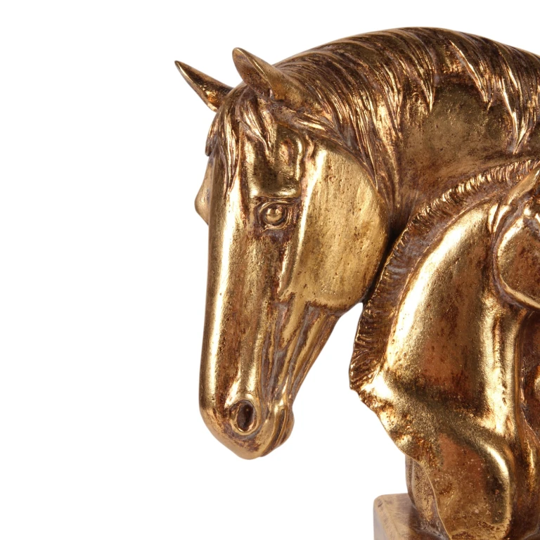 Beeld paardenhoofden - goud - 30 cm