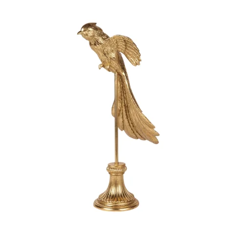 Vogelbeeld op standaard - goud - 49,5 cm