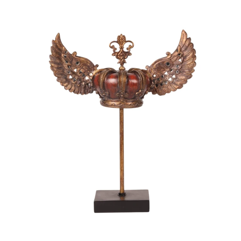 Kroon op standaard - rood/goud - 36,5 cm - kunsthars