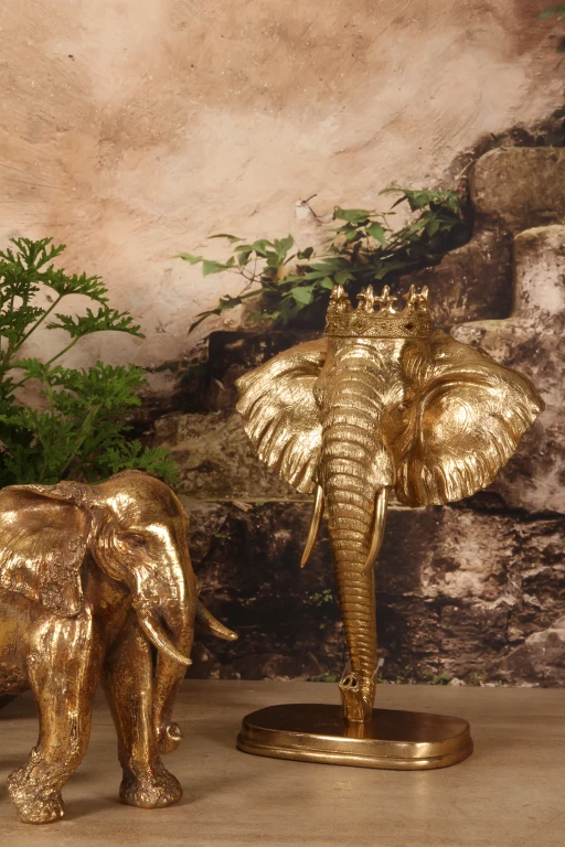 Olifantenbeeld op standaard - goud - 37,5 cm