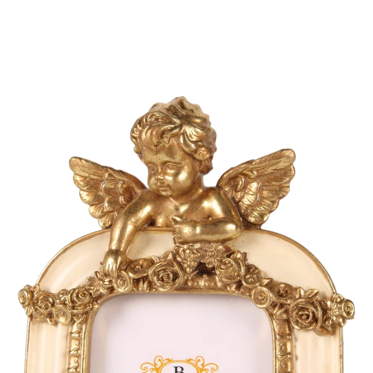 Fotolijst 6 x 9 cm - crème/goud - kunsthars - staand