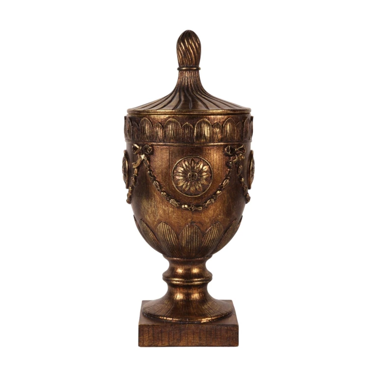 Decoratieve pot met deksel - goud - 44 cm