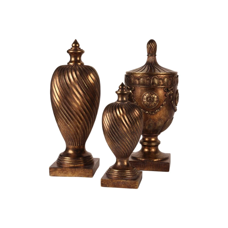 Decoratieve pot met deksel - goud - 44 cm