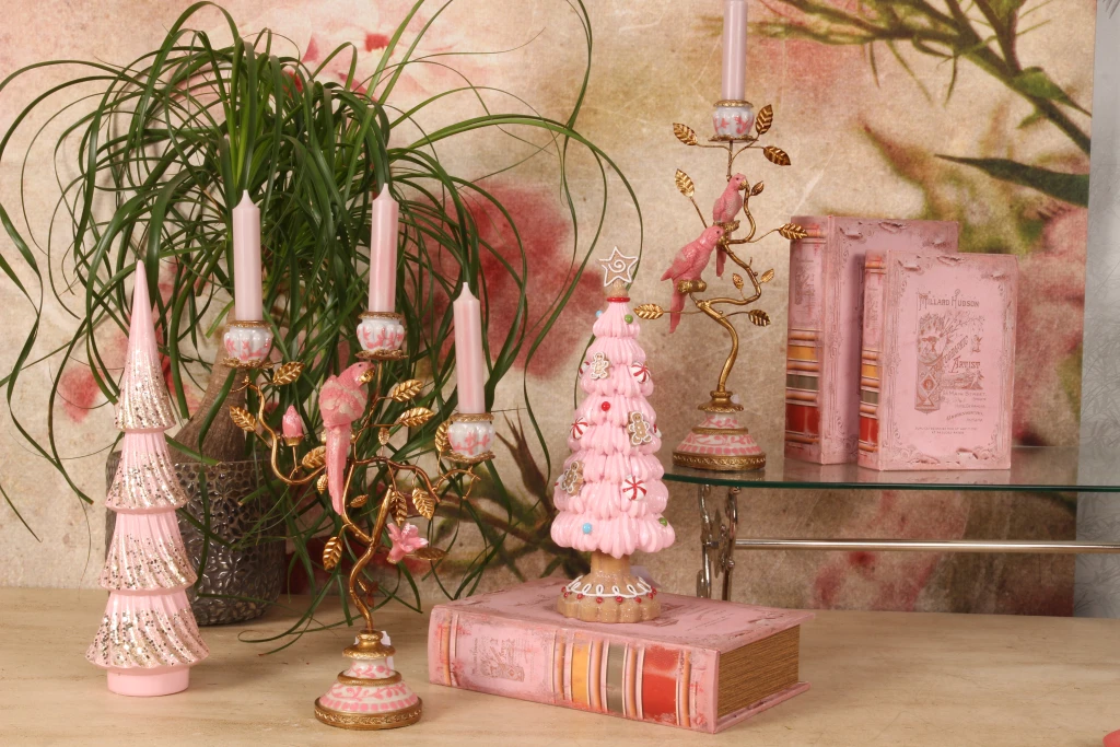 Miniatuurkerstboom - roze - 35,5 cm - kunsthars