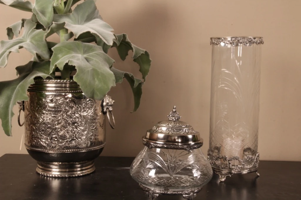Windlicht Fadida - 45 cm - zilver - messing en glas