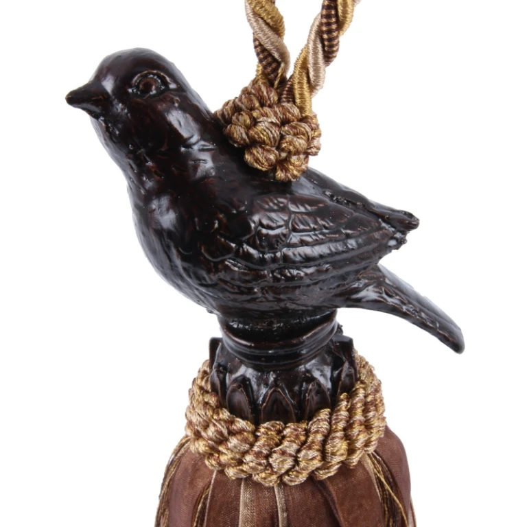 Gordijnkwast Vogel - 62 cm - bruin - stof