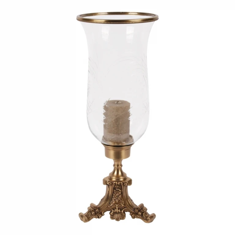 Windlicht Vanna - 57 cm - goud - messing en glas