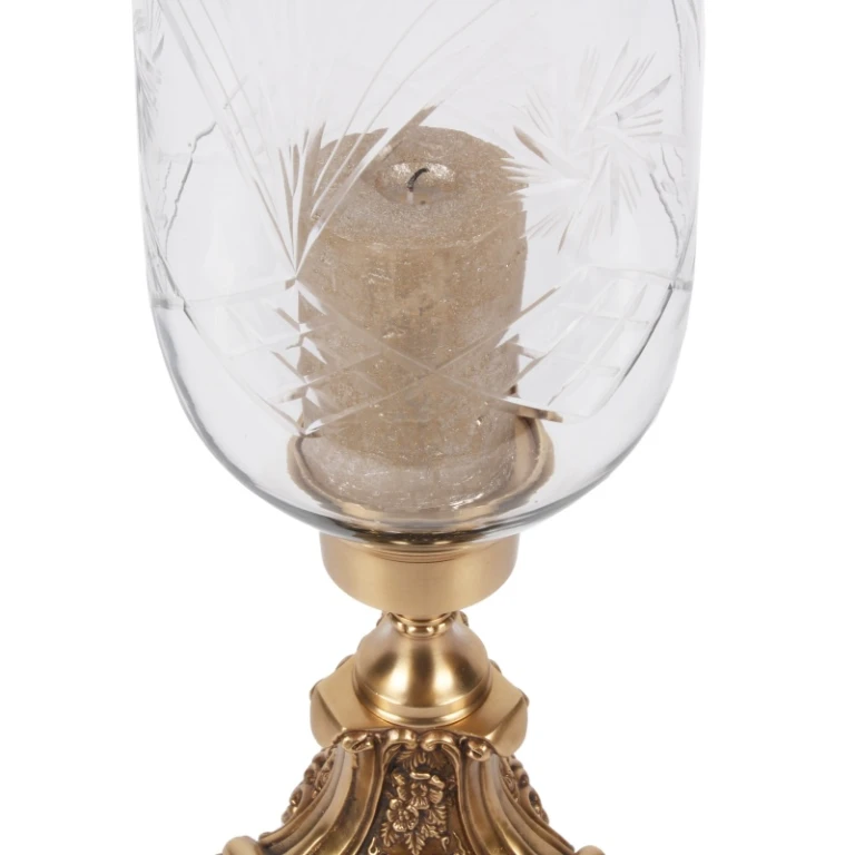 Windlicht Vanna - 57 cm - goud - messing en glas