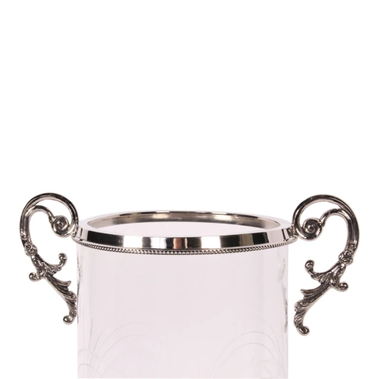Windlicht Assiya - 59,5 cm - zilver - messing en glas