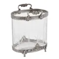 Waxinelichthouder 19 cm - Zilver - Messing / Glas