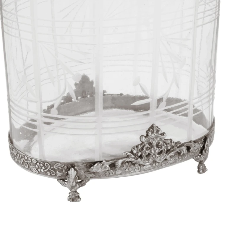Waxinelichthouder - zilver - messing & glas - 19 cm