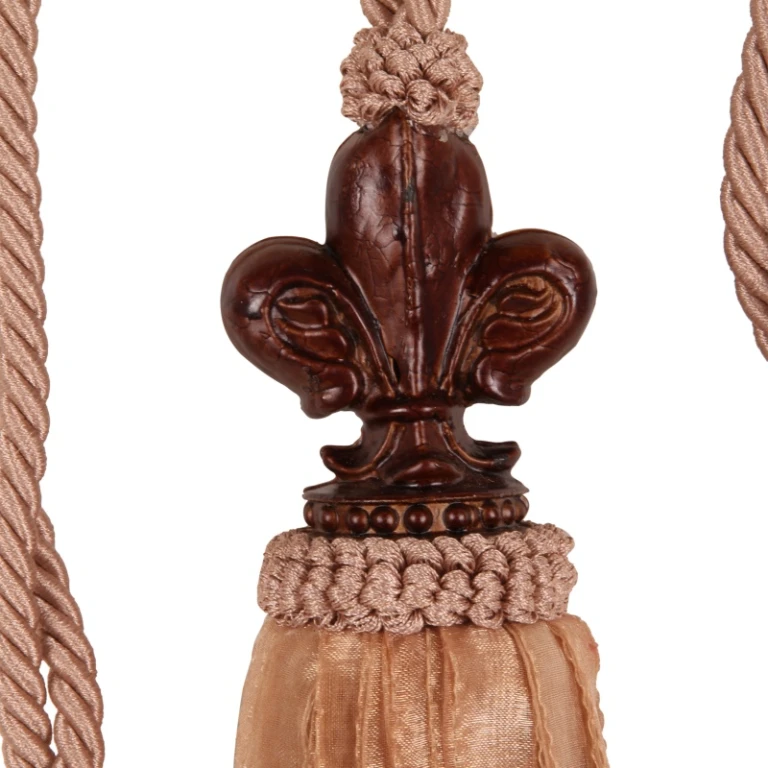Gordijnkwast Fleur de Lis - 70 cm - roze - stof
