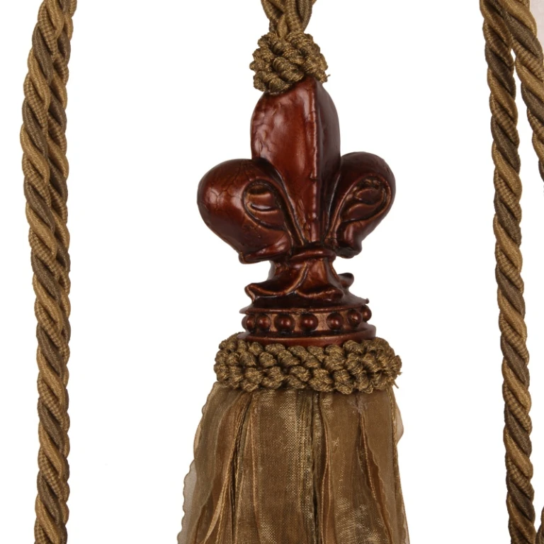 Gordijnkwast Fleur de Lis - 70 cm - groen - stof