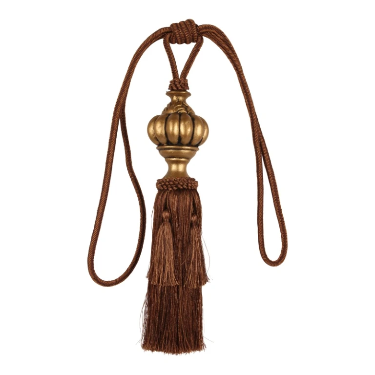 Gordijnkwast - 45 cm - bruin - polyester - 1 stuk