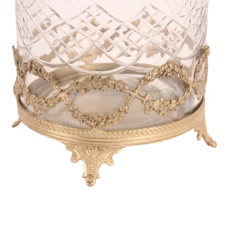 Windlicht - 25,5 cm - goud - messing en glas