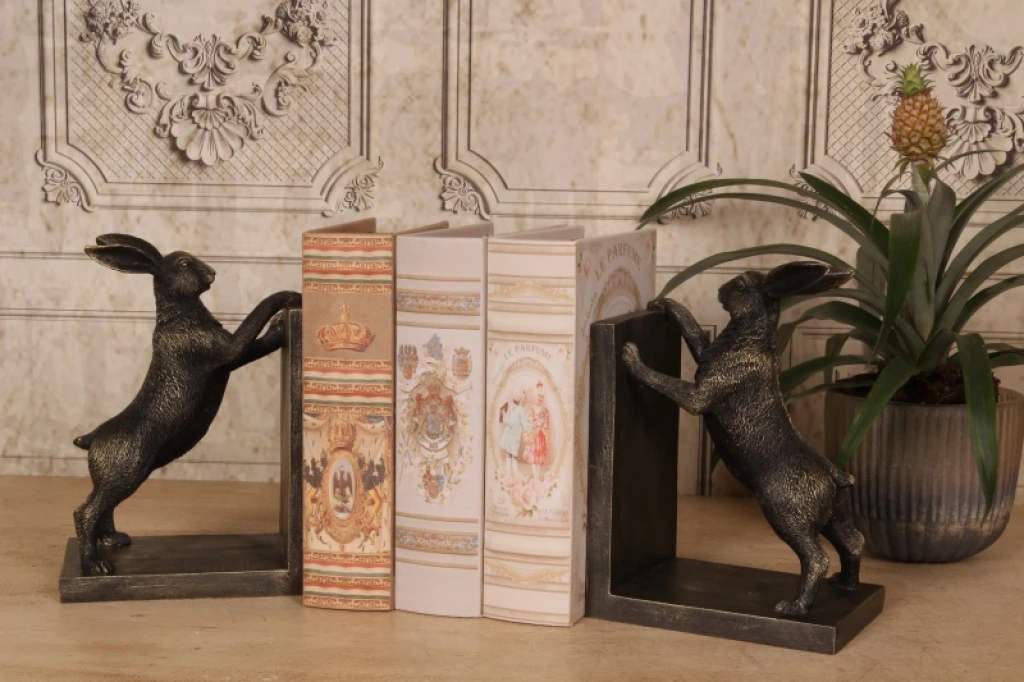 Boekensteun Konijn - goud - kunsthars - 1 stuk