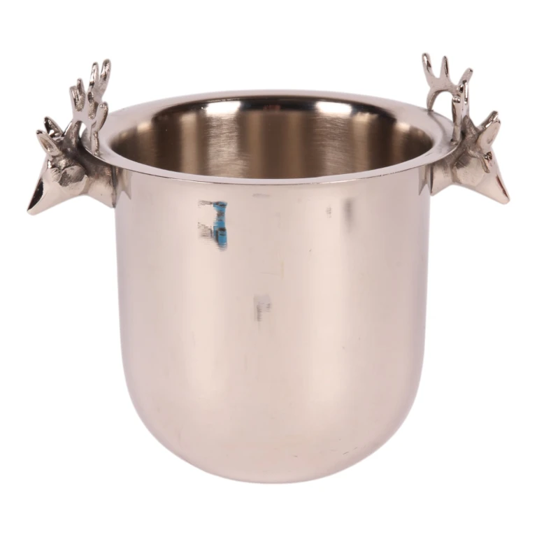 Wijnkoeler met hertenkoppen - zilverkleurig messing - 24 cm - 1 stuk