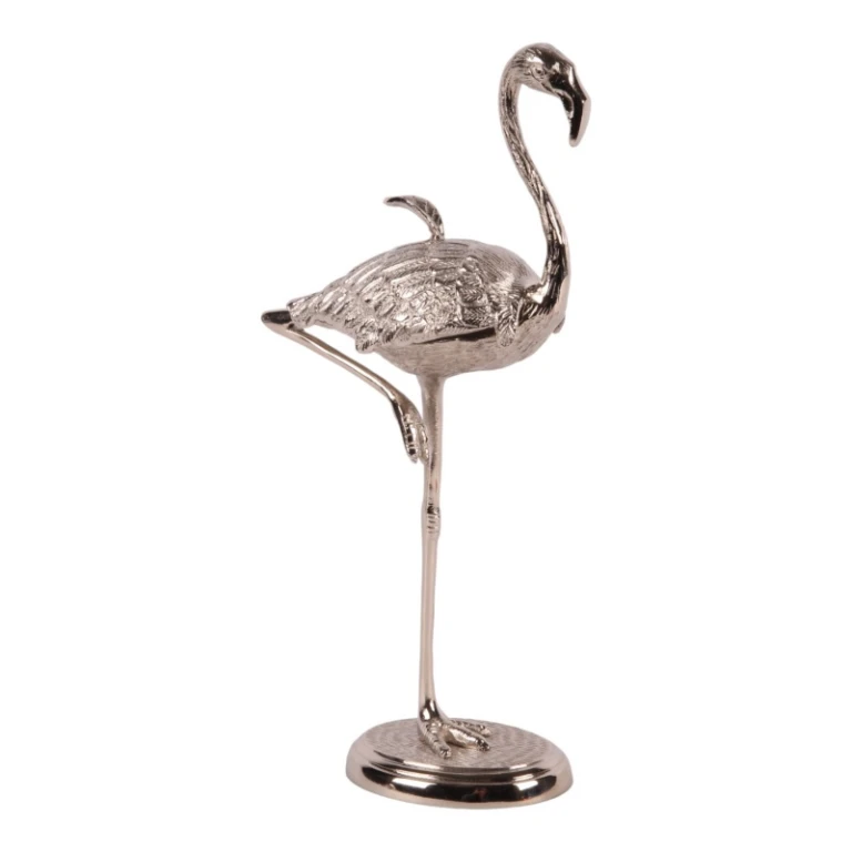 Opbergdoos Flamingo - 29 cm - zilver - messing