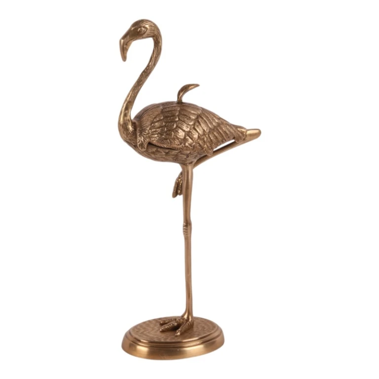Opbergdoos Flamingo - 29 cm - goud - messing