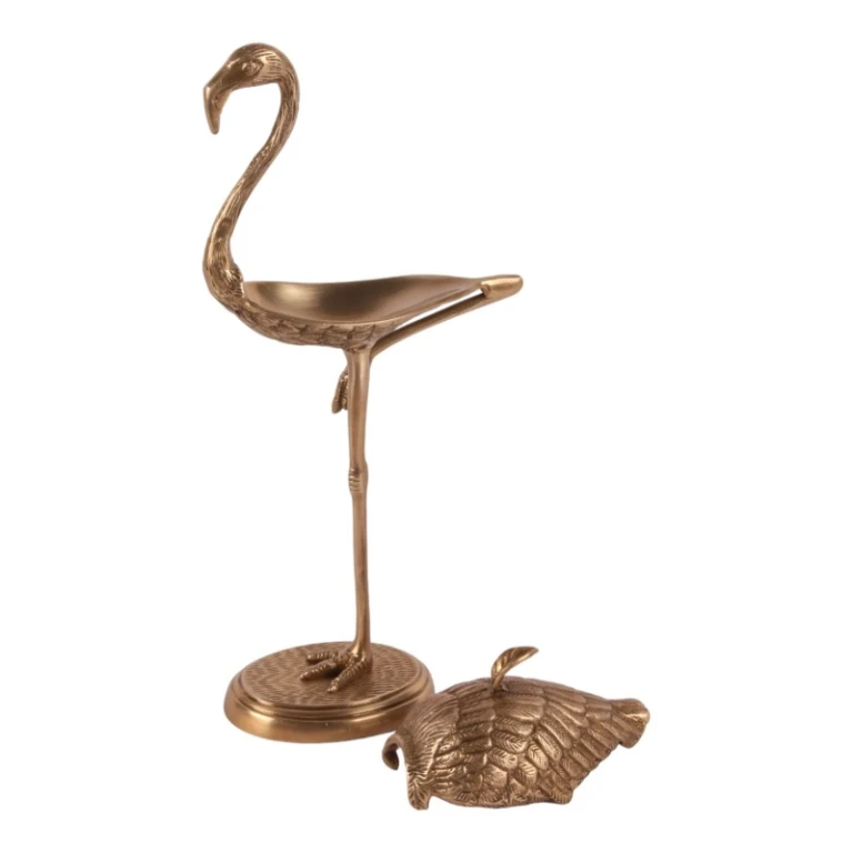 Opbergdoos Flamingo - 29 cm - goud - messing