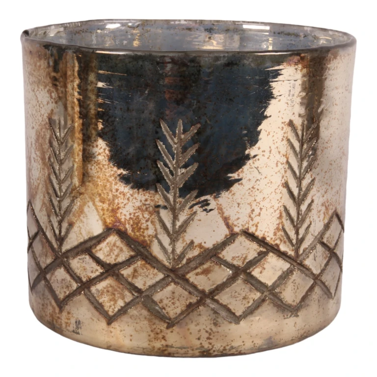 Waxinelichthouder - zilver - glas - 18 cm