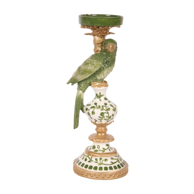 Kandelaar Papegaai - 32 cm - groen - kunsthars