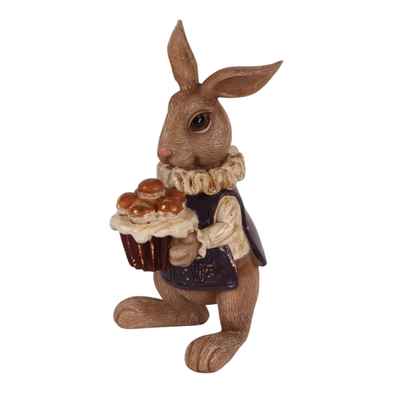 Konijnenbeeld - bruin - 14 cm
