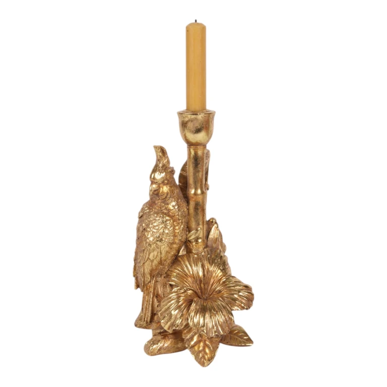 Kandelaar vogel - 25 cm - goud - kunsthars