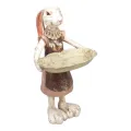 Konijnenbeeld met bord - mixed - 27 cm