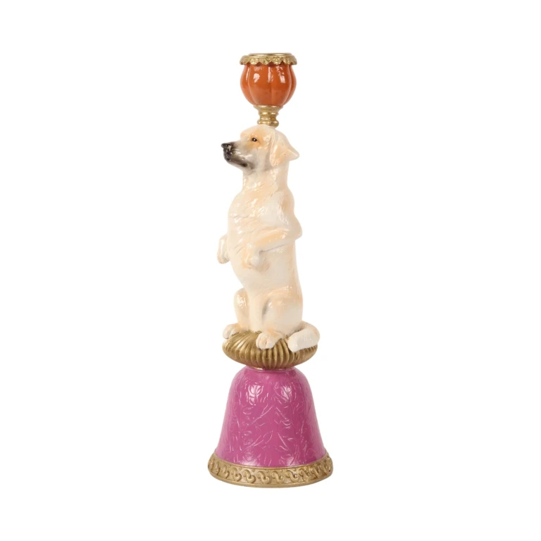 Kandelaar Hond - 9 cm - meerkleurig - kunsthars