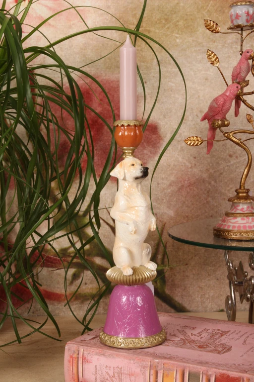 Kandelaar Hond - 9 cm - meerkleurig - kunsthars