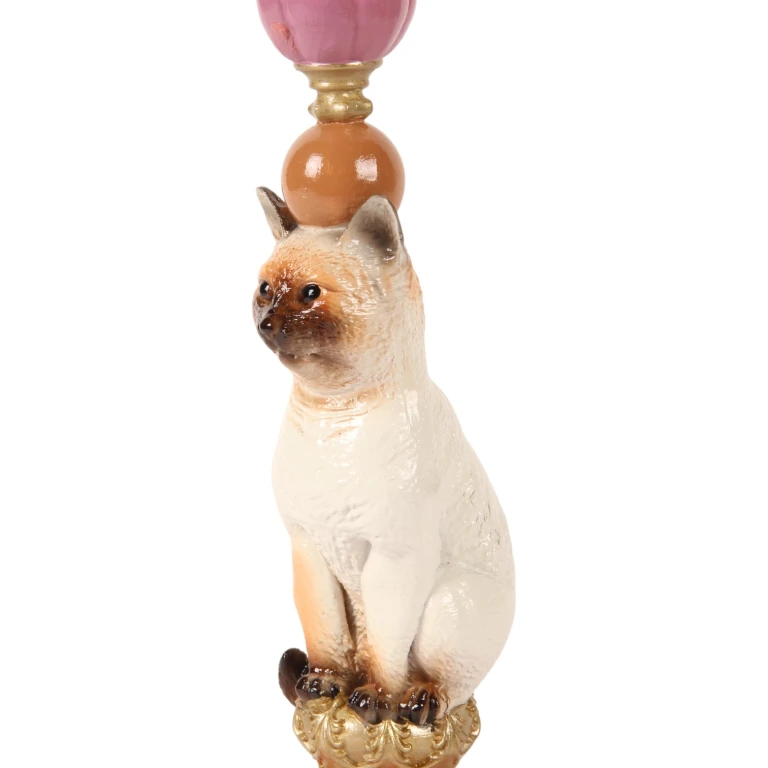 Kandelaar Kat - 26 cm - meerkleurig - kunsthars