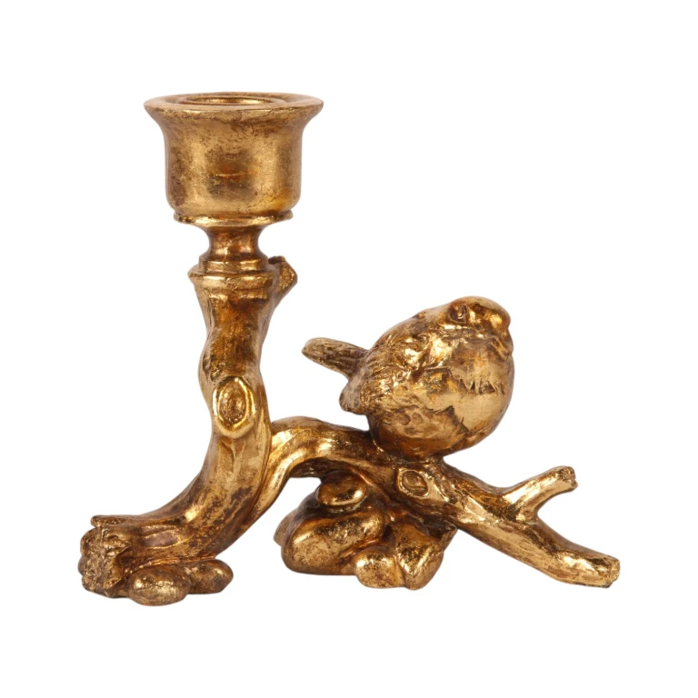 Kandelaar vogel - 12 cm - goud - kunsthars