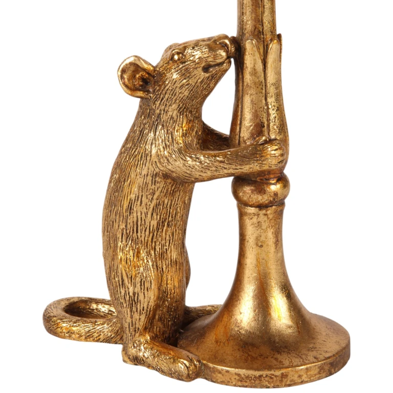 Kandelaar Muis - 22,5 cm - goud - kunsthars