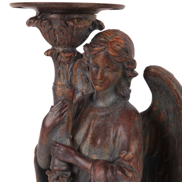 Kandelaar Engel - 40 cm - antiek bruin - kunsthars