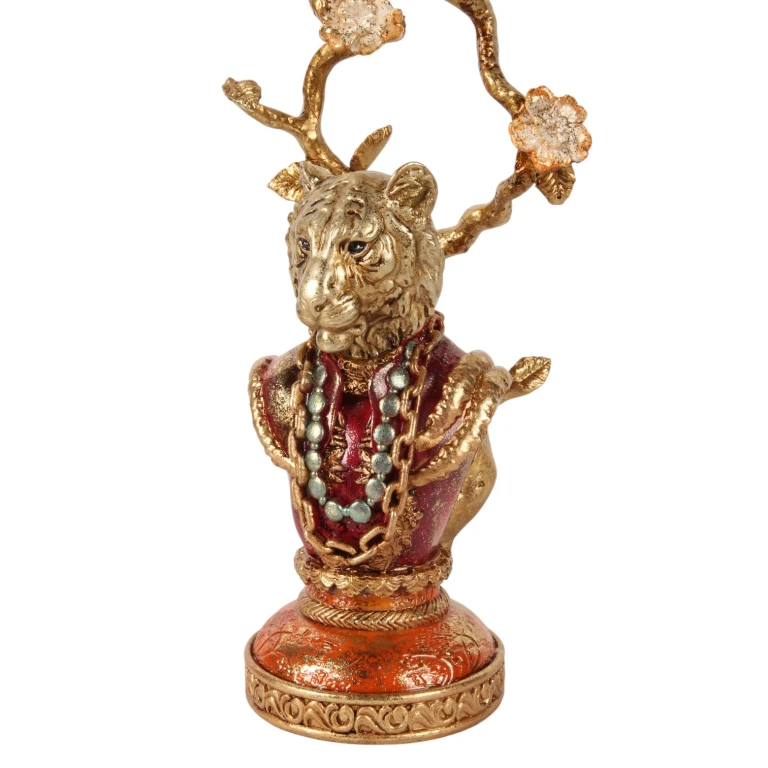 Kandelaar Leeuw - 31 cm - goud - kunsthars