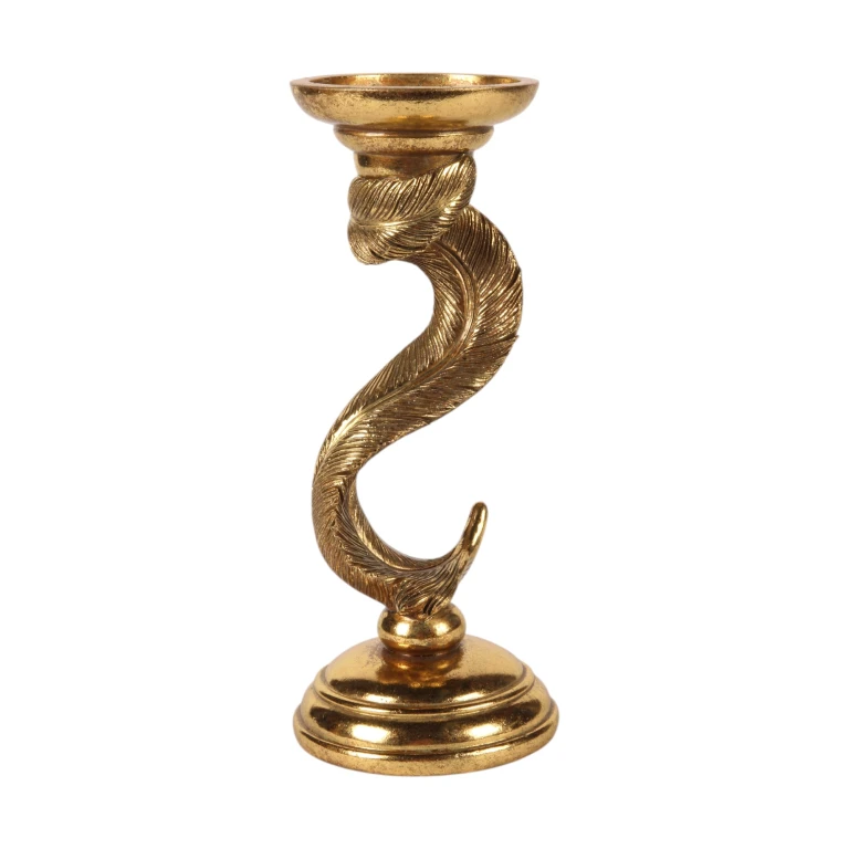 Kandelaar Veer - 26,5 cm - goud - kunsthars - 1 stuk