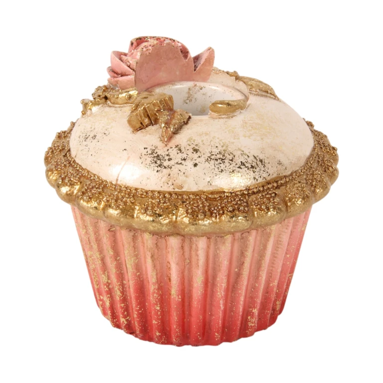 Kandelaar Cake - 7,5 cm - roze - kunsthars
