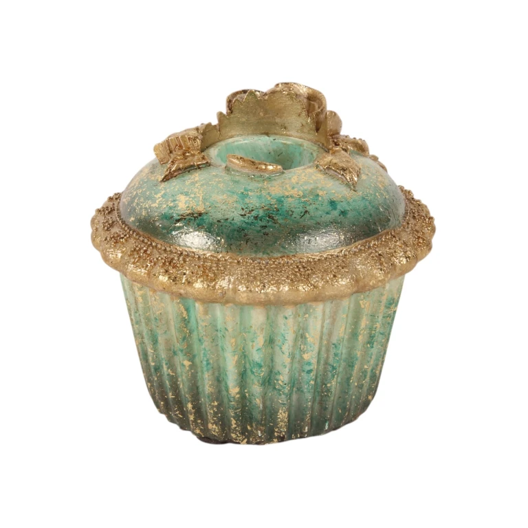 Kandelaar Cake - 7,5 cm - blauw/goud - kunsthars