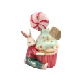 Konijnenbeeldje met cupcake - multi - 20 cm - 1 stuk