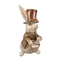 Konijnenbeeldje met trommel - goud - 16 cm - 1 stuk